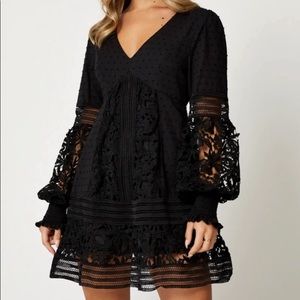 Bardot Mariah Long Sleeve Black Lace Mini Dress NWT M